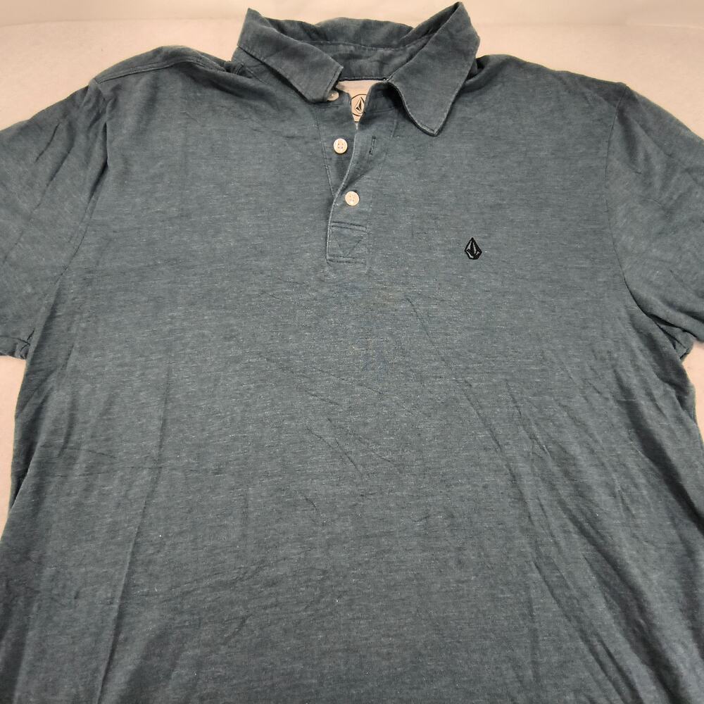 Volcom Short Sleeve Casual Collared Polo Shirt Adult Mens Size Medium M Blue
